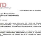 Carta a Jefe de Gobierno sobre amenazas a periodistas Carta a Jefe de Gobierno sobre amenazas a periodistas