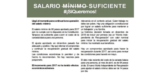 SALARIO MÍNIMO SUFICIENTE #¡SíQueremos! SALARIO MÍNIMO SUFICIENTE #¡SíQueremos!
